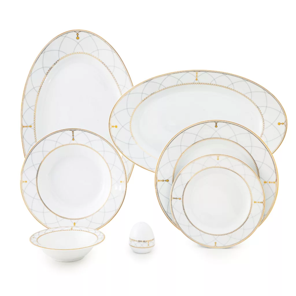 سرویس غذاخوری 28 پارچه چینی زرین ایران سری ایتالیا اف مدل رومانا درجه یک