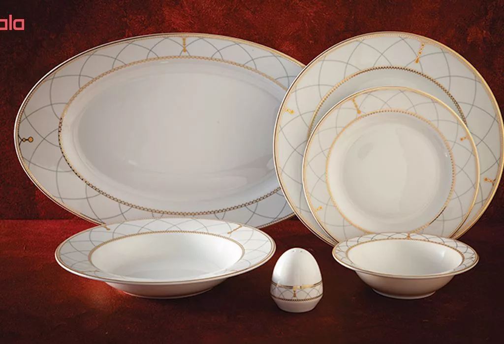 سرویس غذاخوری 28 پارچه چینی زرین ایران سری ایتالیا اف مدل رومانا درجه یک