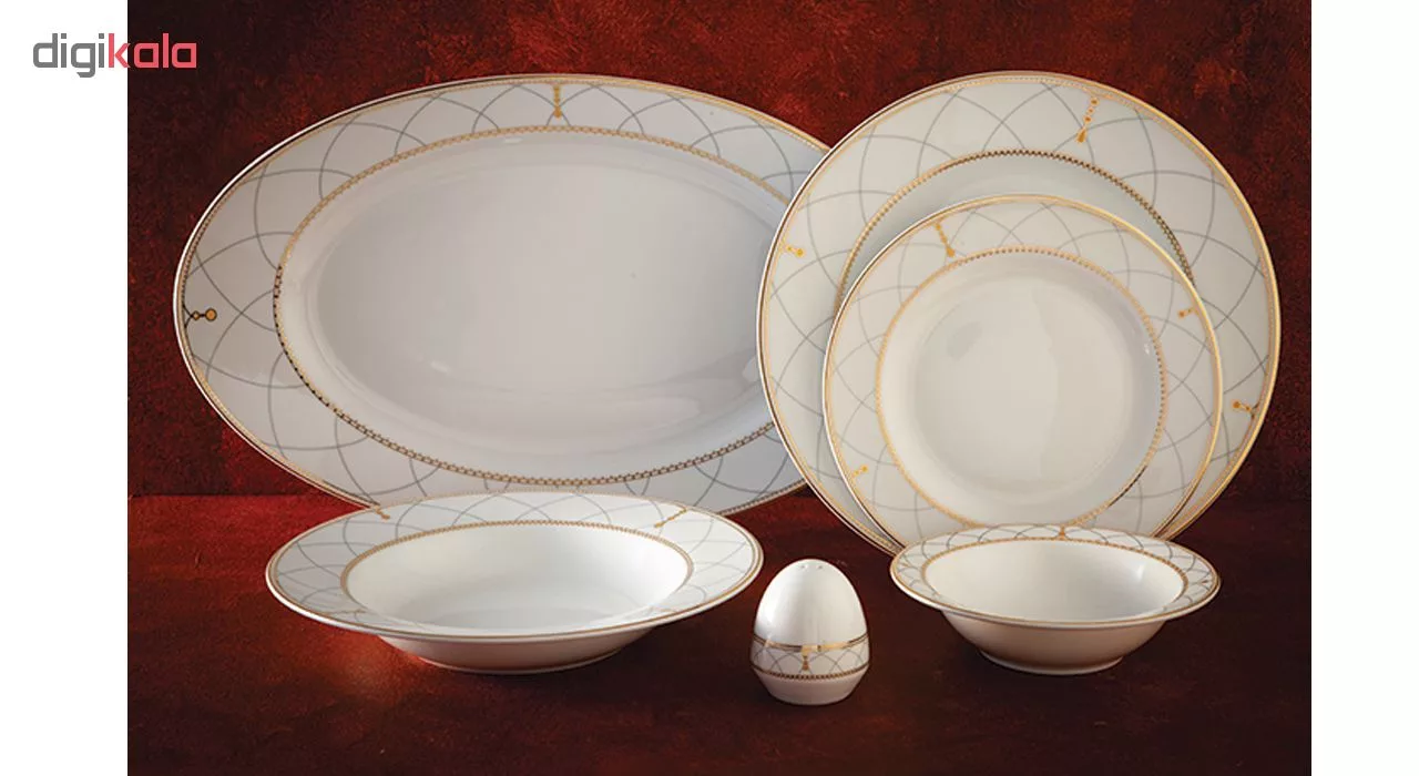 سرویس غذاخوری 28 پارچه چینی زرین ایران سری ایتالیا اف مدل رومانا درجه یک