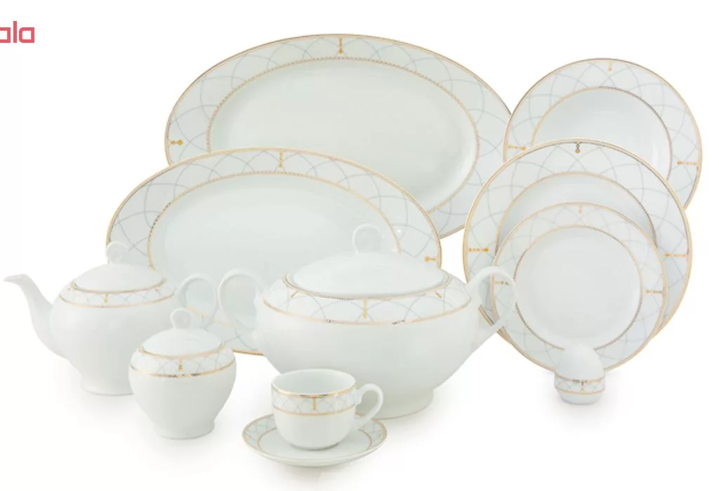 سرویس غذاخوری 102 پارچه چینی زرین ایران سری ایتالیا اف مدل رومانا درجه یک