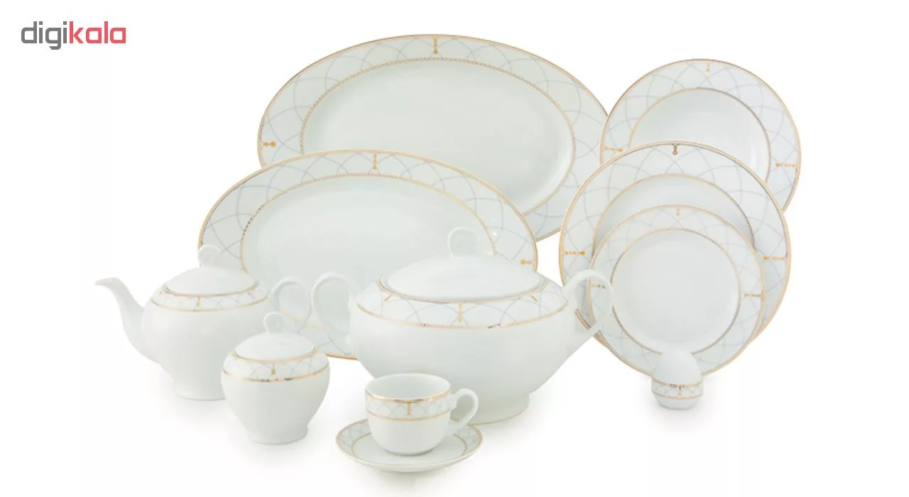 سرویس غذاخوری 102 پارچه چینی زرین ایران سری ایتالیا اف مدل رومانا درجه یک