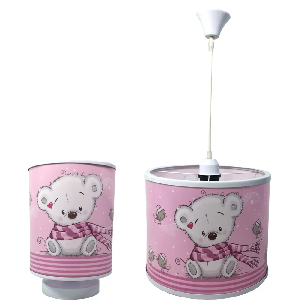 لوستر کودک طرح خرس شال دار کد 43 به همراه چراغ خواب