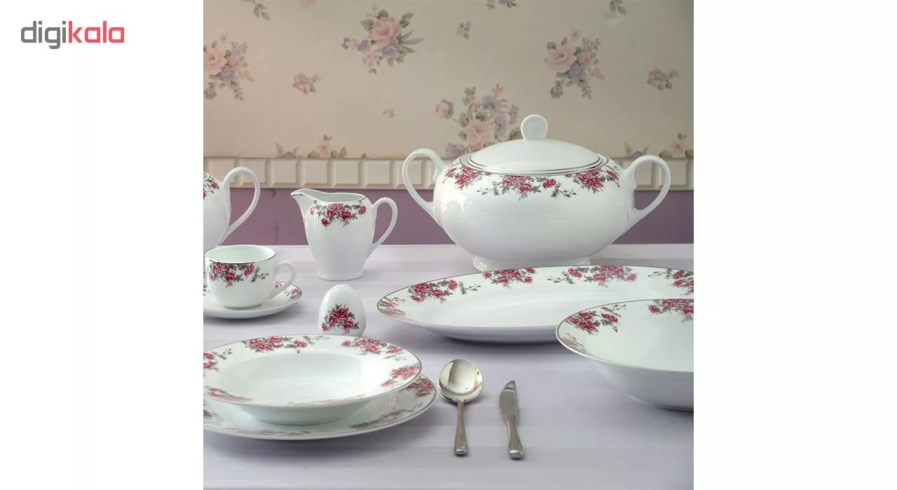 سرویس غذاخوری 28 پارچه چینی زرین ایران سری ایتالیا اف مدل Aran درجه عالی