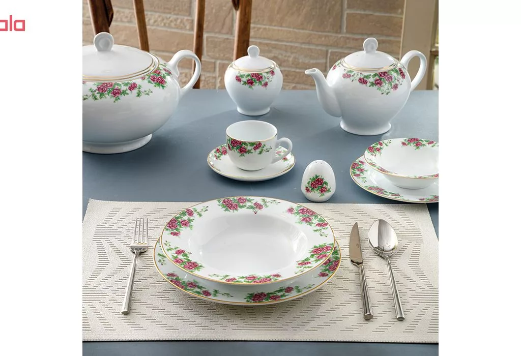 سرویس غذاخوری 102 پارچه چینی زرین ایران سری ایتالیا اف مدل Bidgol درجه عالی