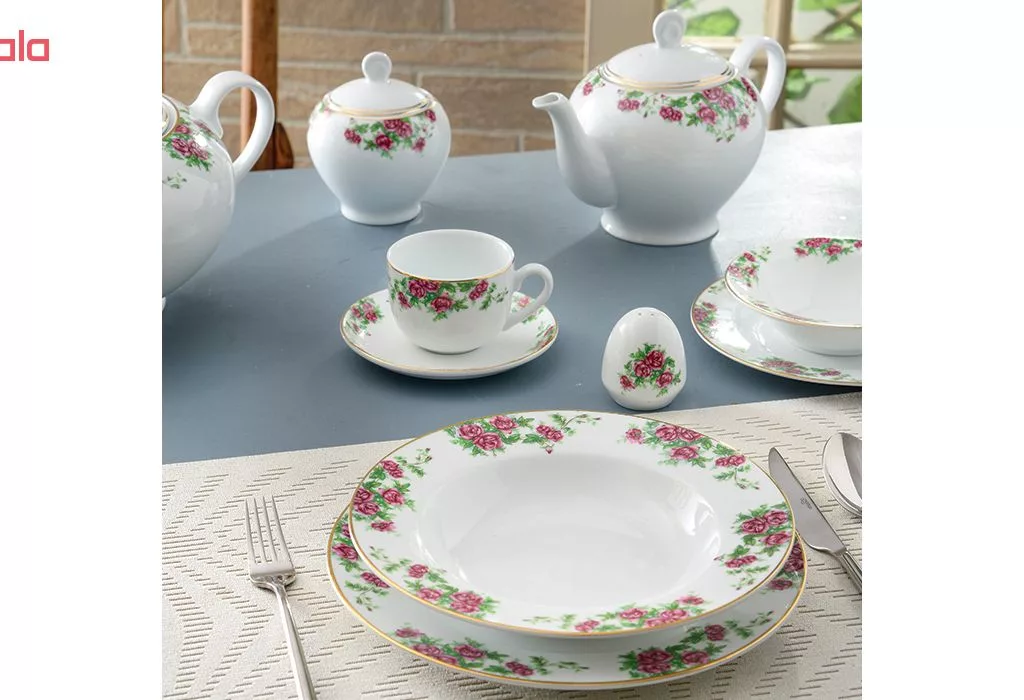 سرویس غذاخوری 102 پارچه چینی زرین ایران سری ایتالیا اف مدل Bidgol درجه عالی