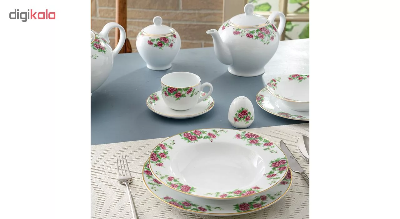 سرویس غذاخوری 102 پارچه چینی زرین ایران سری ایتالیا اف مدل Bidgol درجه عالی