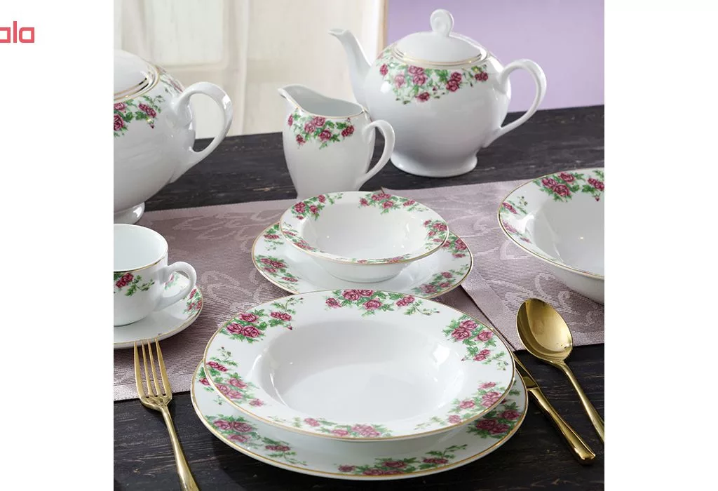 سرویس غذاخوری 102 پارچه چینی زرین ایران سری ایتالیا اف مدل Bidgol درجه عالی