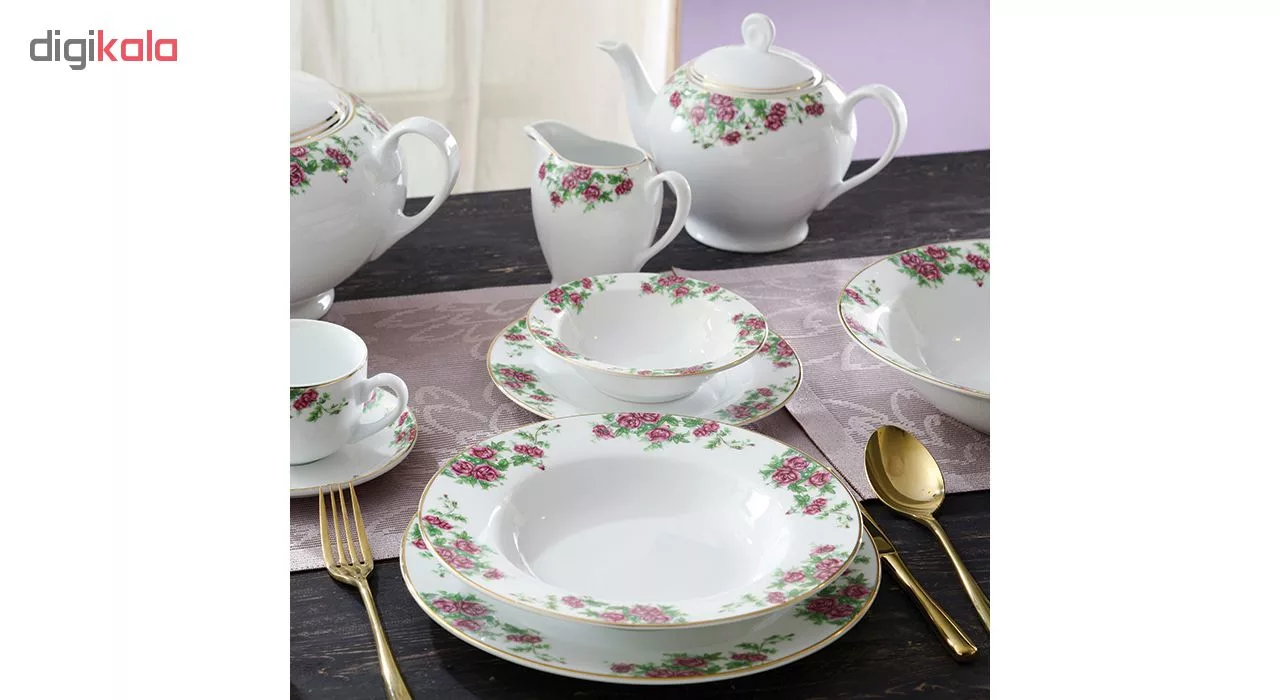 سرویس غذاخوری 102 پارچه چینی زرین ایران سری ایتالیا اف مدل Bidgol درجه عالی