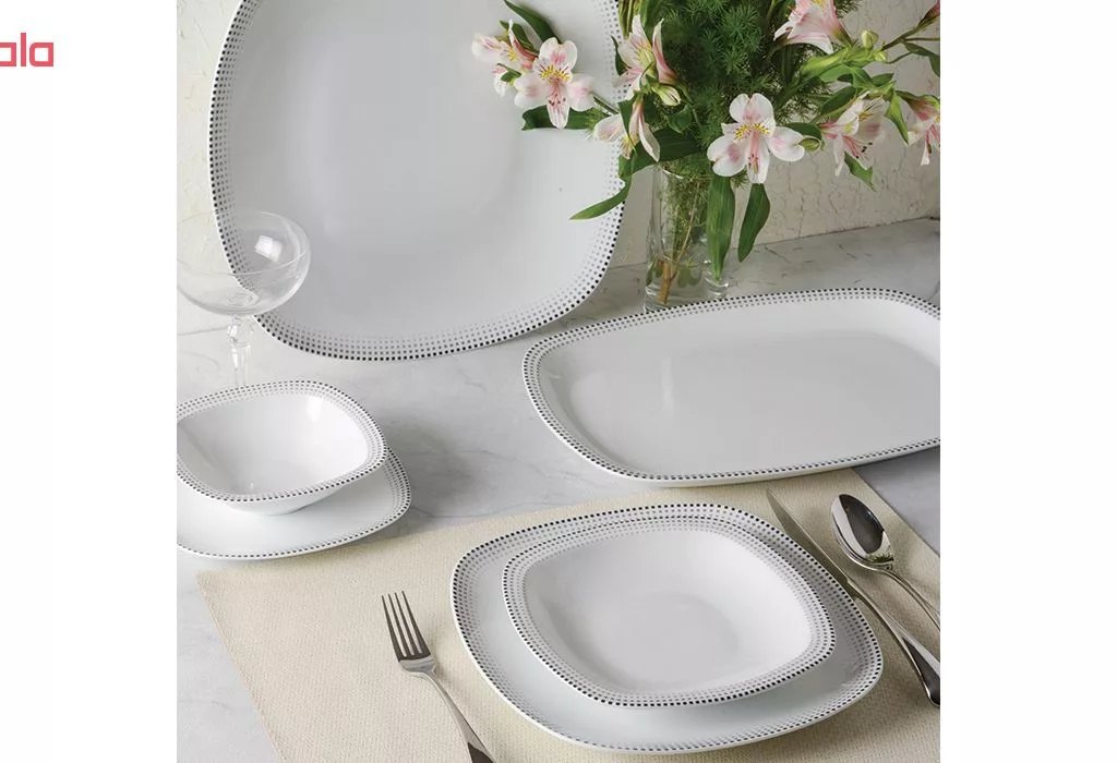 سرویس غذاخوری 27 پارچه چینی زرین ایران مدل کواترو مون بلان درجه 3