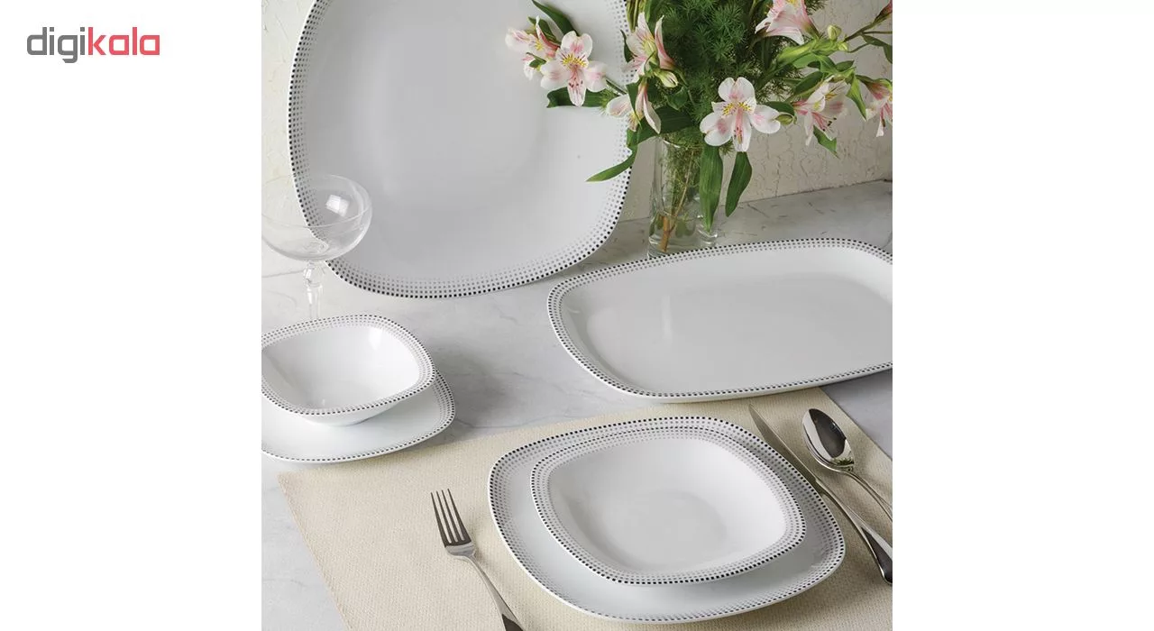 سرویس غذاخوری 27 پارچه چینی زرین ایران مدل کواترو مون بلان درجه 3