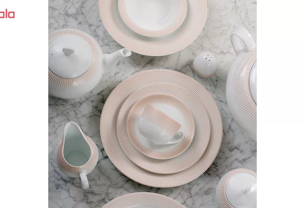 سرویس غذاخوری 102 پارچه چینی زرین ایران سری ایتالیا اف مدل مریدین درجه عالی