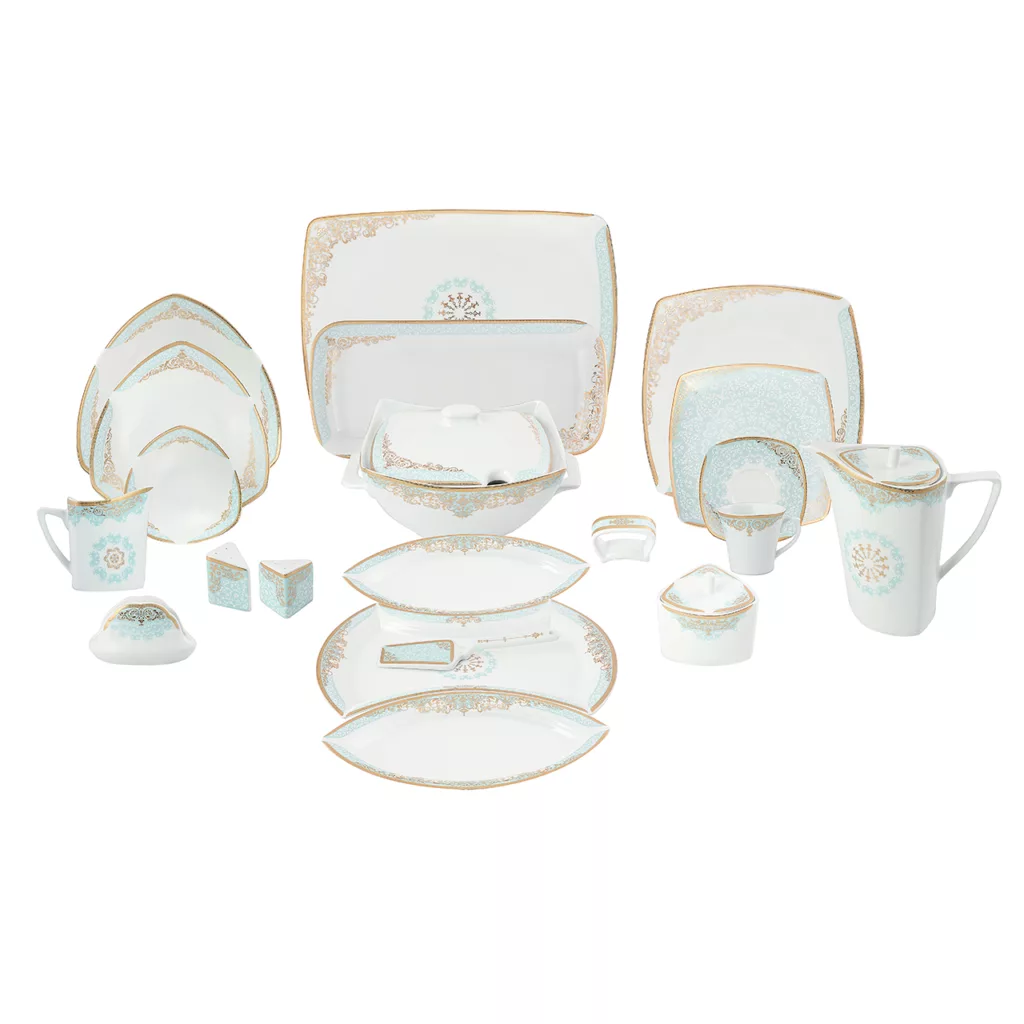 سرویس غذاخوری 105 پارچه چینی پردیس کاشان سری پاریس طرح دنیا کد i190