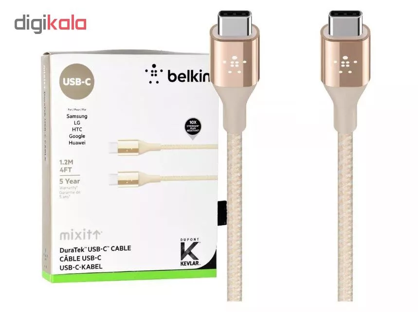 کابل USB-C بلکین مدل DuraTek F2CU050BT04 طول 1.2 متر