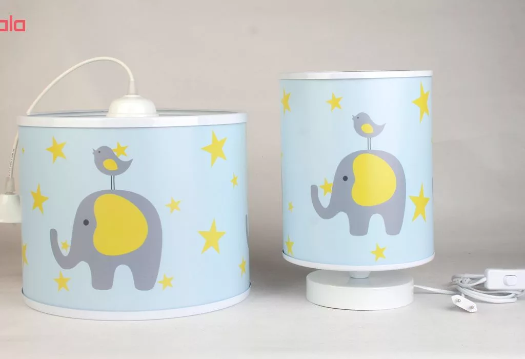 لوستر کودک طرح فیل و گنجشک کد55 به همراه چراغ خواب