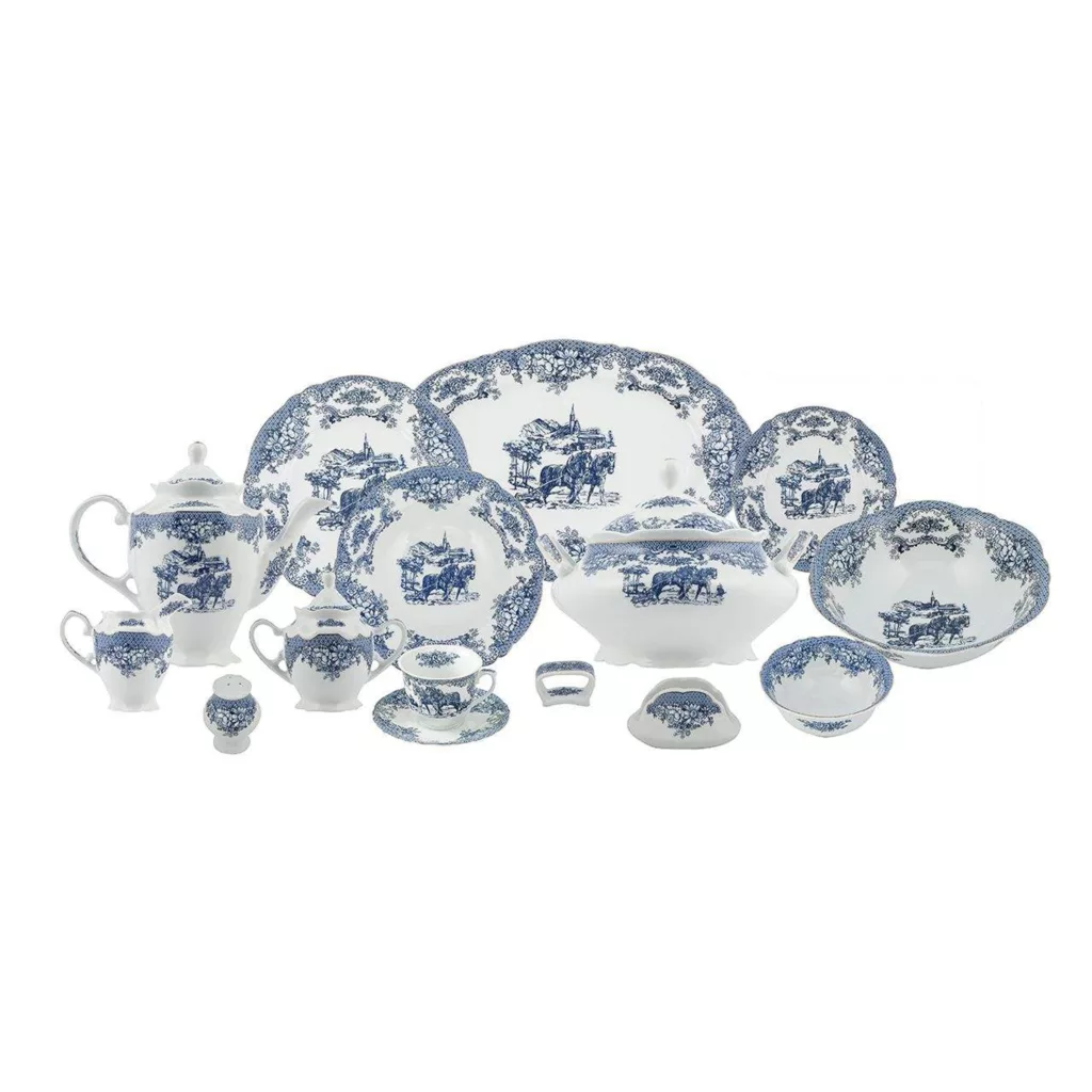 سرویس غذاخوری 102 پارچه چینی پردیس مدل الگانس طرح ویلیج 808