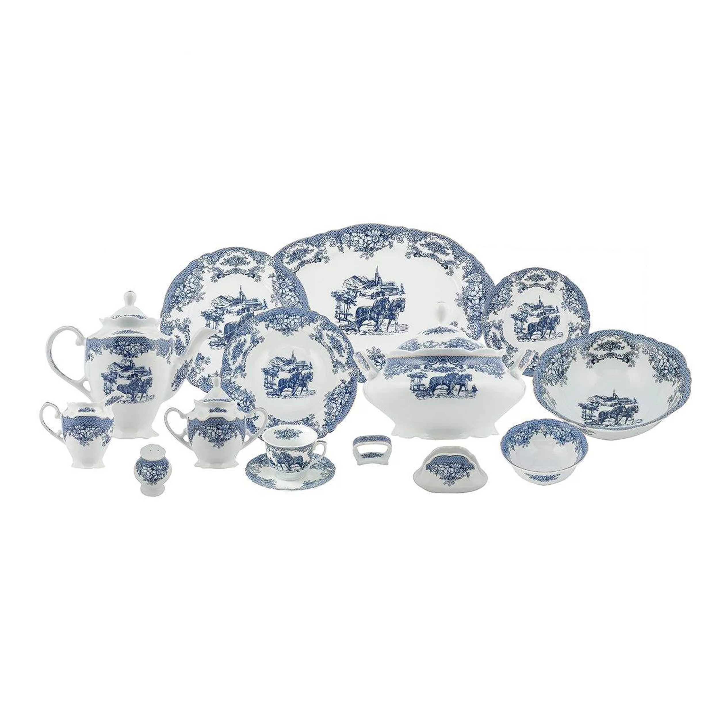 سرویس غذاخوری 102 پارچه چینی پردیس مدل الگانس طرح ویلیج 808