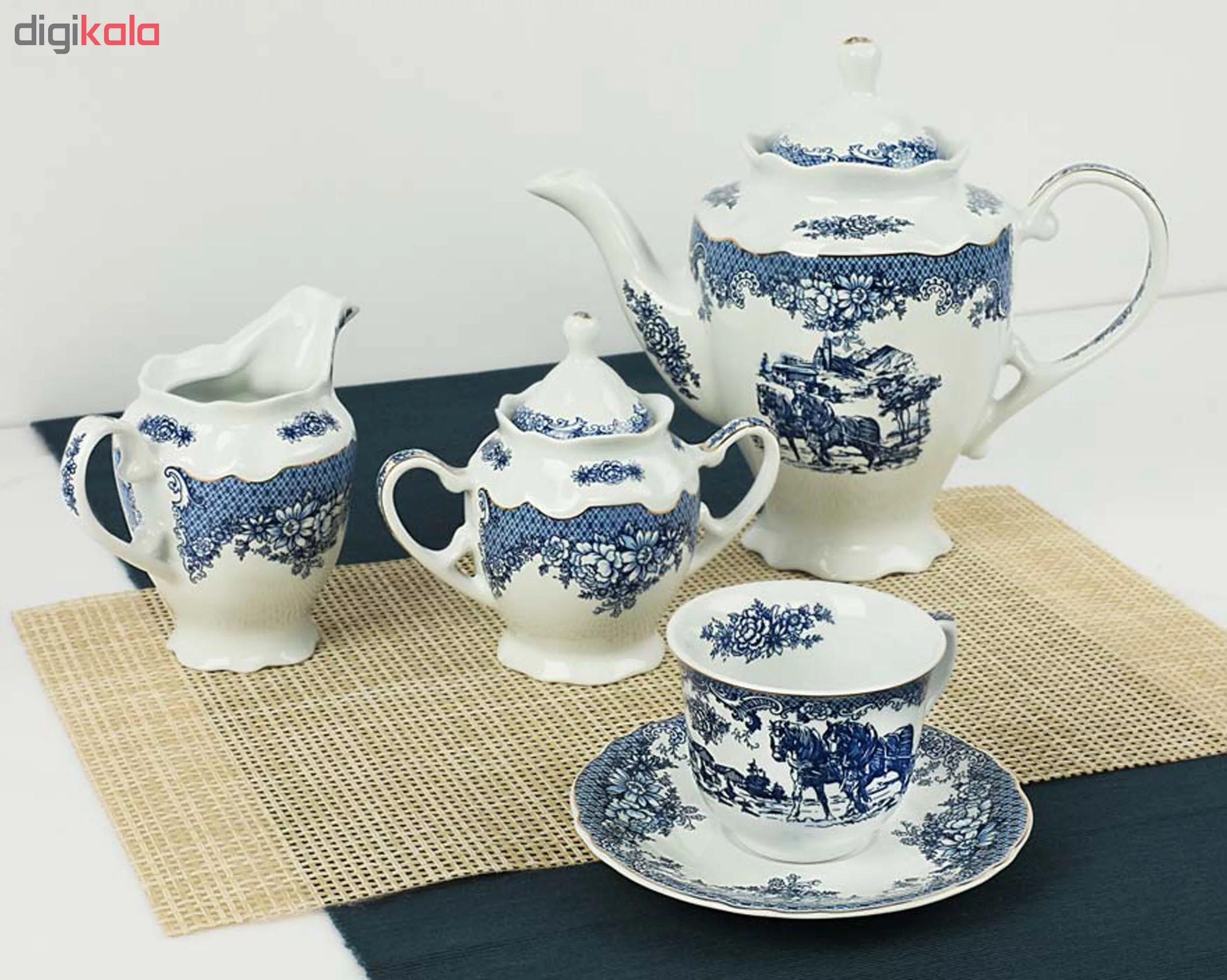 سرویس غذاخوری 102 پارچه چینی پردیس مدل الگانس طرح ویلیج 808