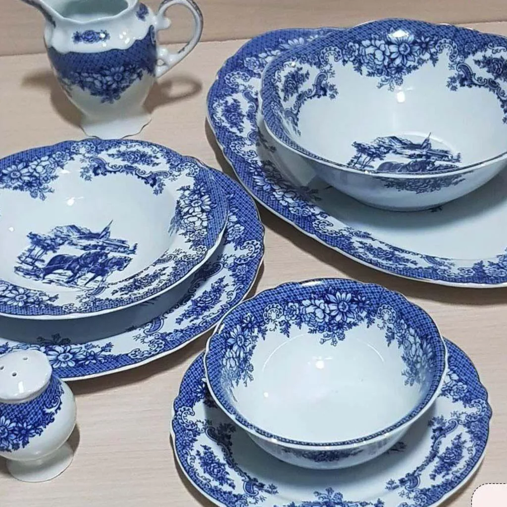 سرویس غذاخوری 102 پارچه چینی پردیس مدل الگانس طرح ویلیج 808