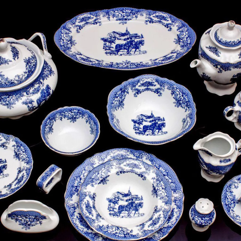 سرویس غذاخوری 102 پارچه چینی پردیس مدل الگانس طرح ویلیج 808