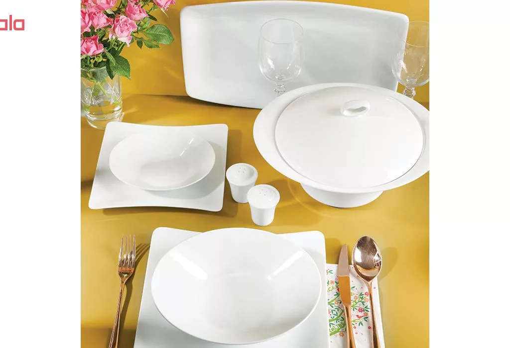 سرویس غذاخوری 97 پارچه چینی زرین سری وینچی الیسه کد 001 درجه عالی