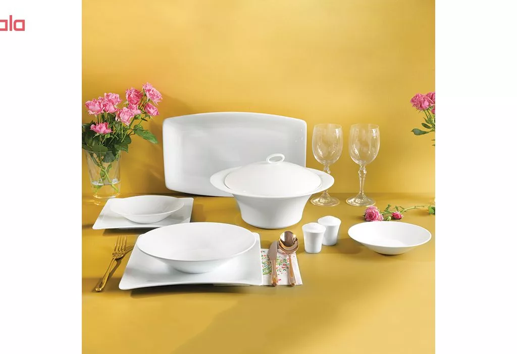 سرویس غذاخوری 97 پارچه چینی زرین سری وینچی الیسه کد 001 درجه عالی