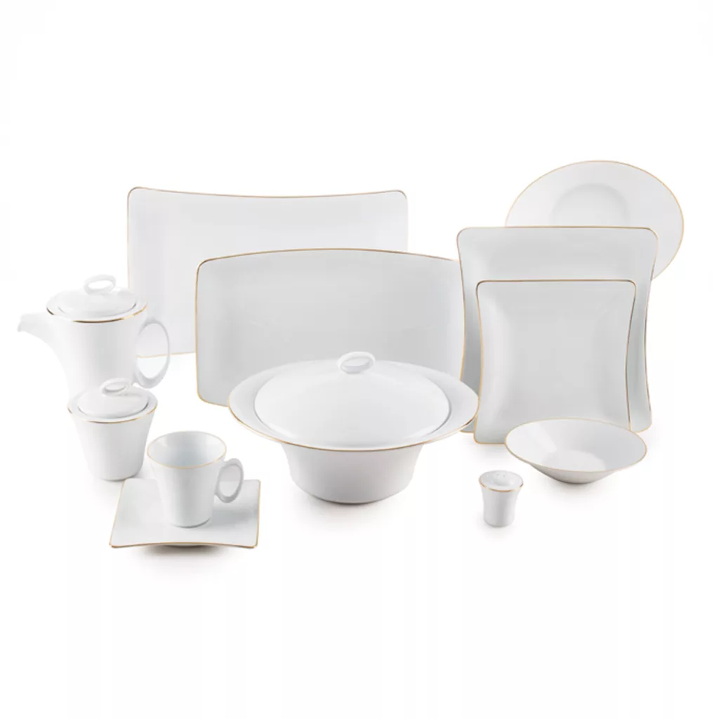 سرویس غذاخوری 97 پارچه چینی زرین سری وینچی الیسه مدل زرین درجه یک