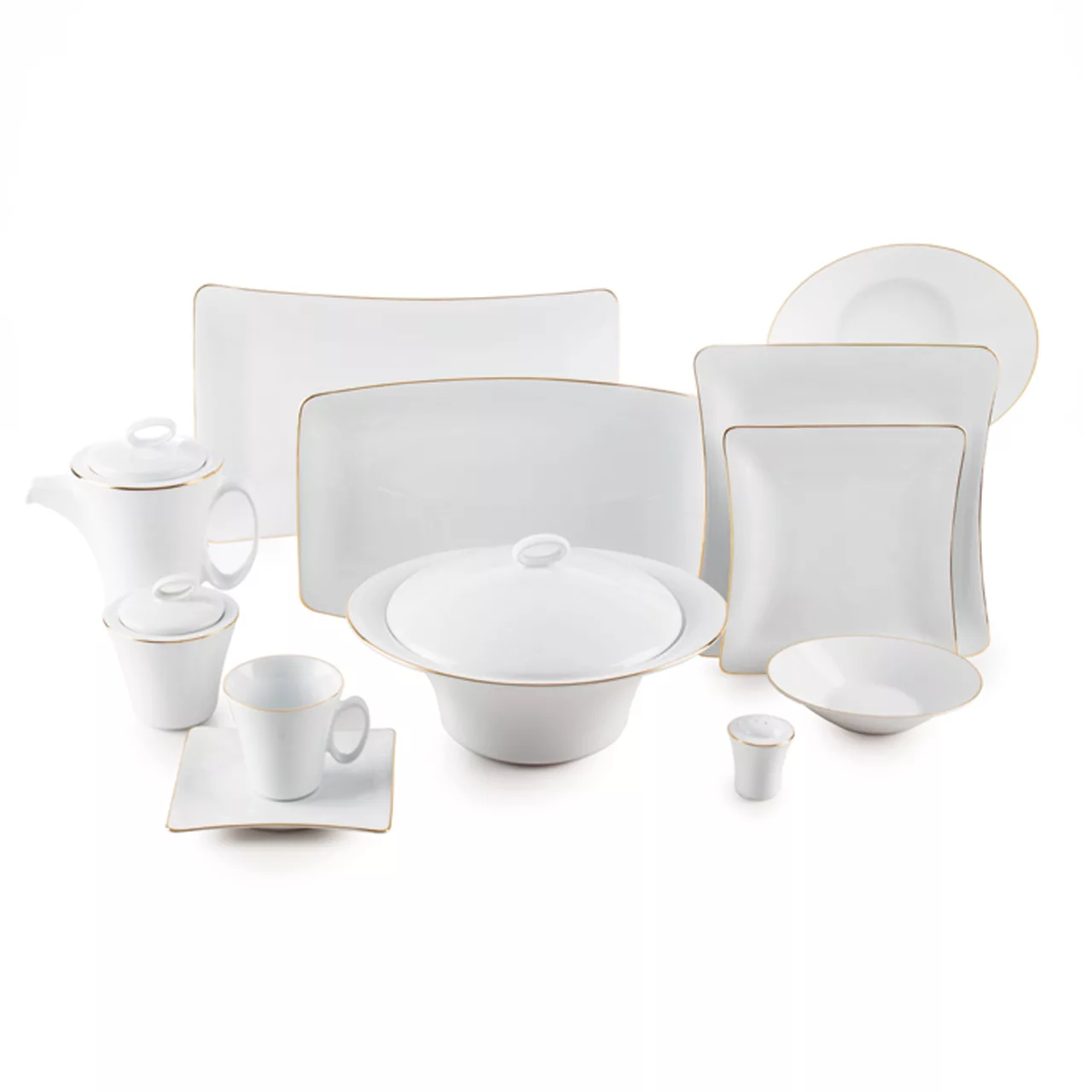 سرویس غذاخوری 97 پارچه چینی زرین سری وینچی الیسه مدل زرین درجه یک