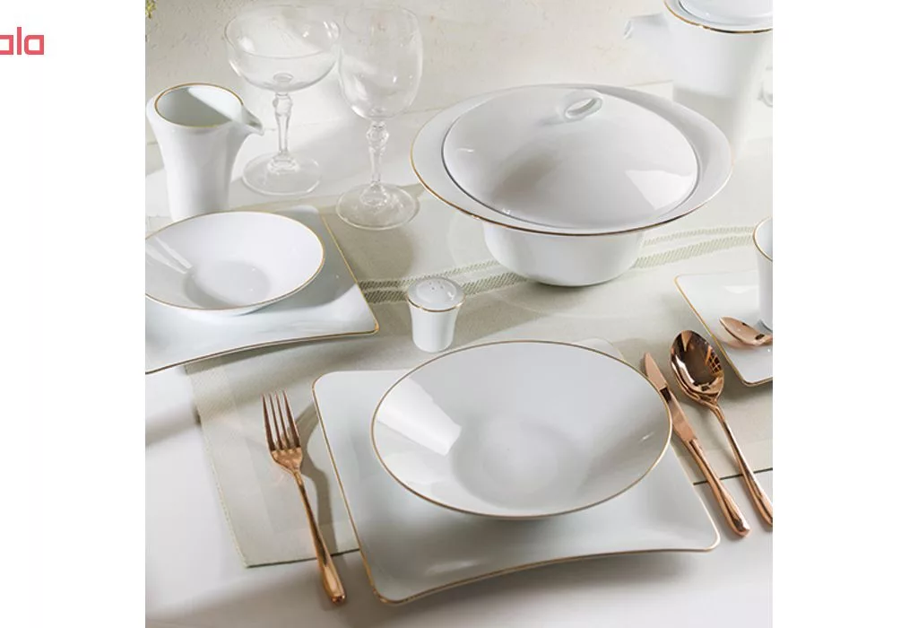 سرویس غذاخوری 97 پارچه چینی زرین سری وینچی الیسه مدل زرین درجه یک