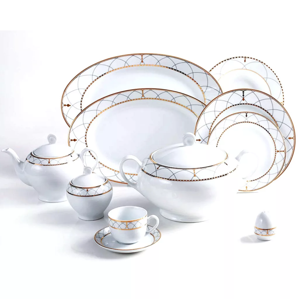 سرویس غذاخوری 102 پارچه چینی زرین ایران سری ایتالیا اف مدل Roma درجه یک