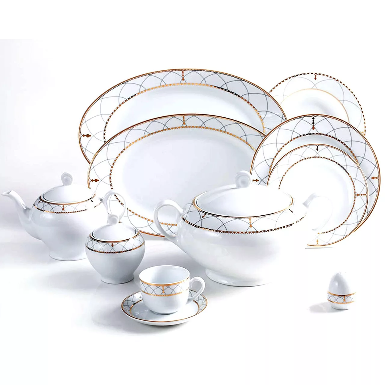 سرویس غذاخوری 102 پارچه چینی زرین ایران سری ایتالیا اف مدل Roma درجه یک