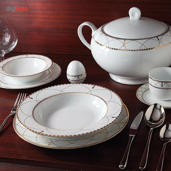 سرویس غذاخوری 102 پارچه چینی زرین ایران سری ایتالیا اف مدل Roma درجه یک