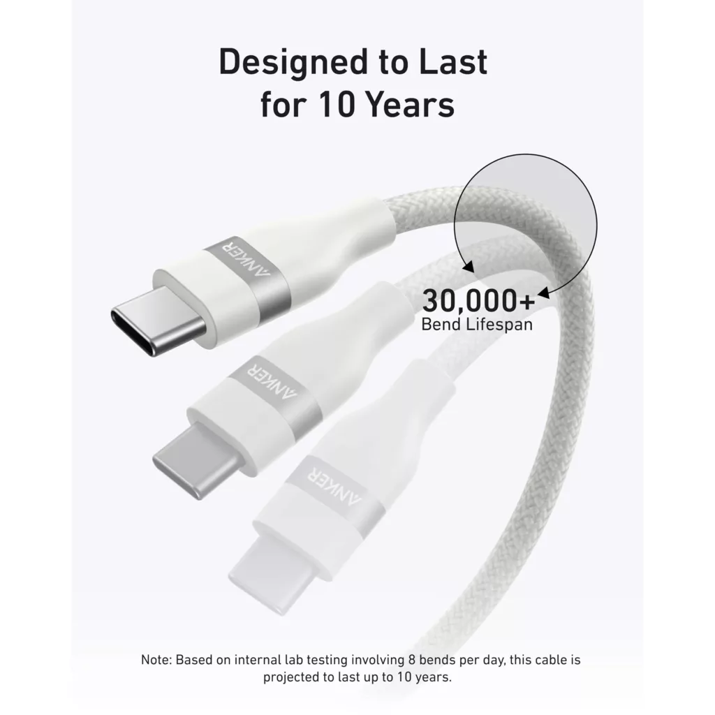 کابل تبدیل USB-C به USB-C انکر مدل A82E2 طول 0.9 متر با توان 240 وات
