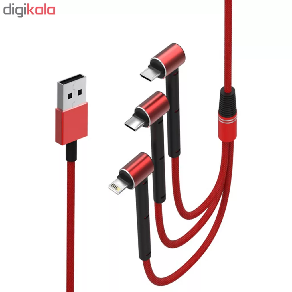 کابل تبدیل USB به MicroUSB/Lightning/USB-C تسکو مدل TC A100 طول 1.2 متر