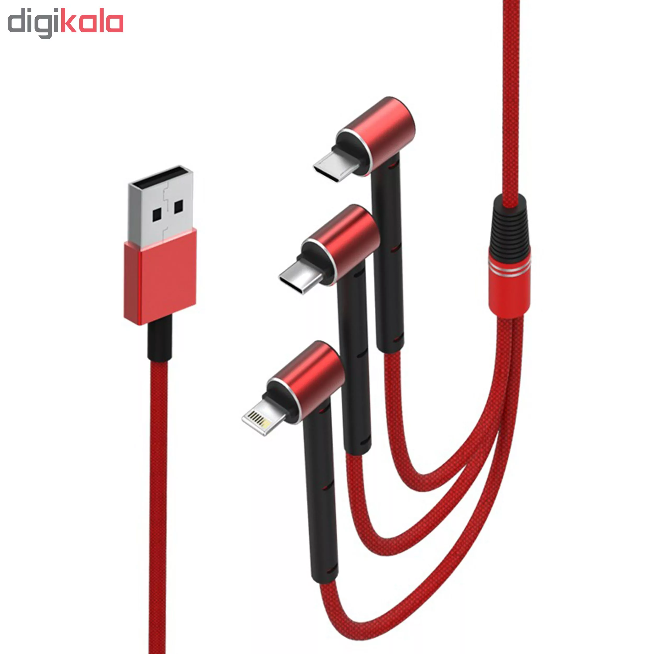 کابل تبدیل USB به MicroUSB/Lightning/USB-C تسکو مدل TC A100 طول 1.2 متر