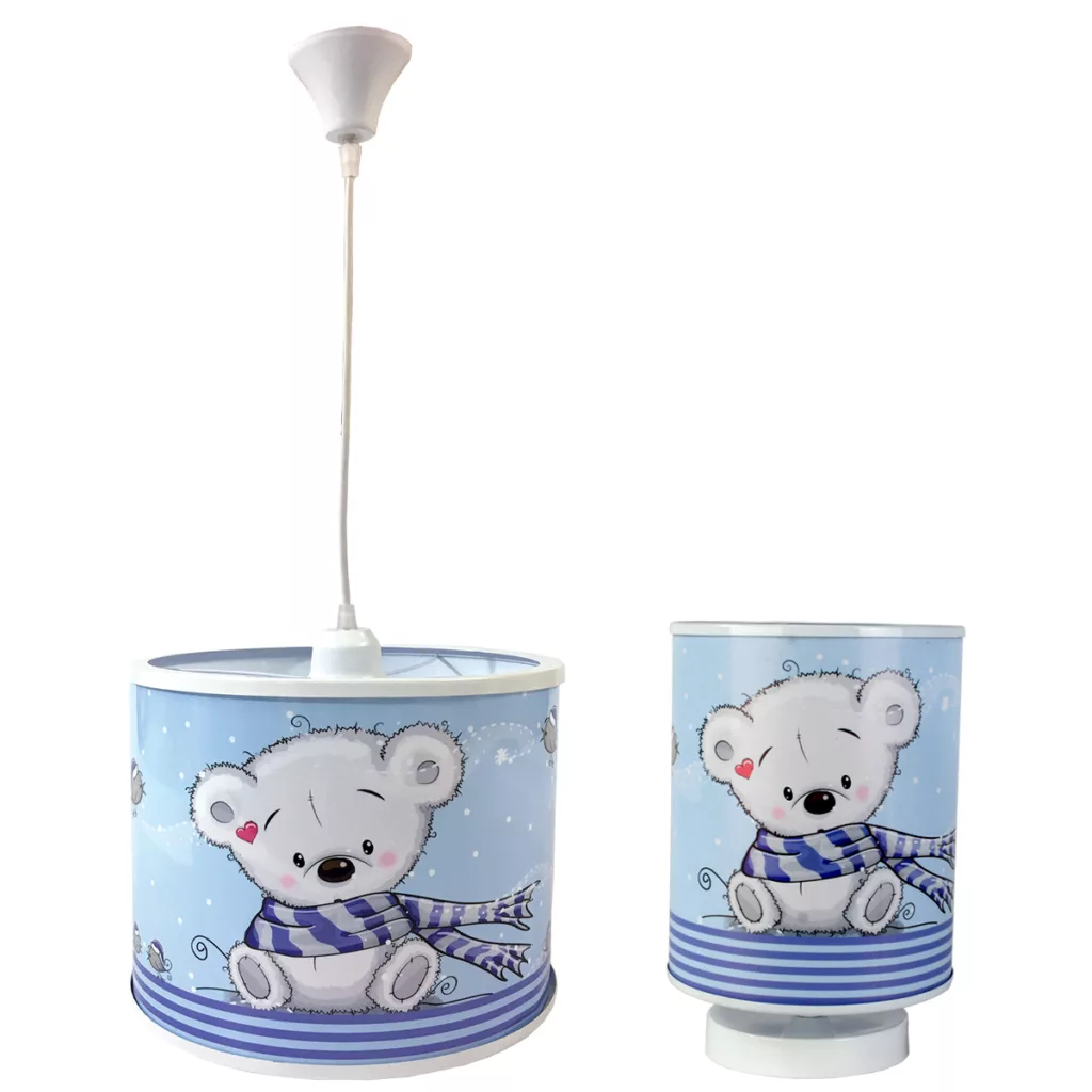 چراغ آویز کودک مدل خرس شال دار به همراه چراغ رومیزی