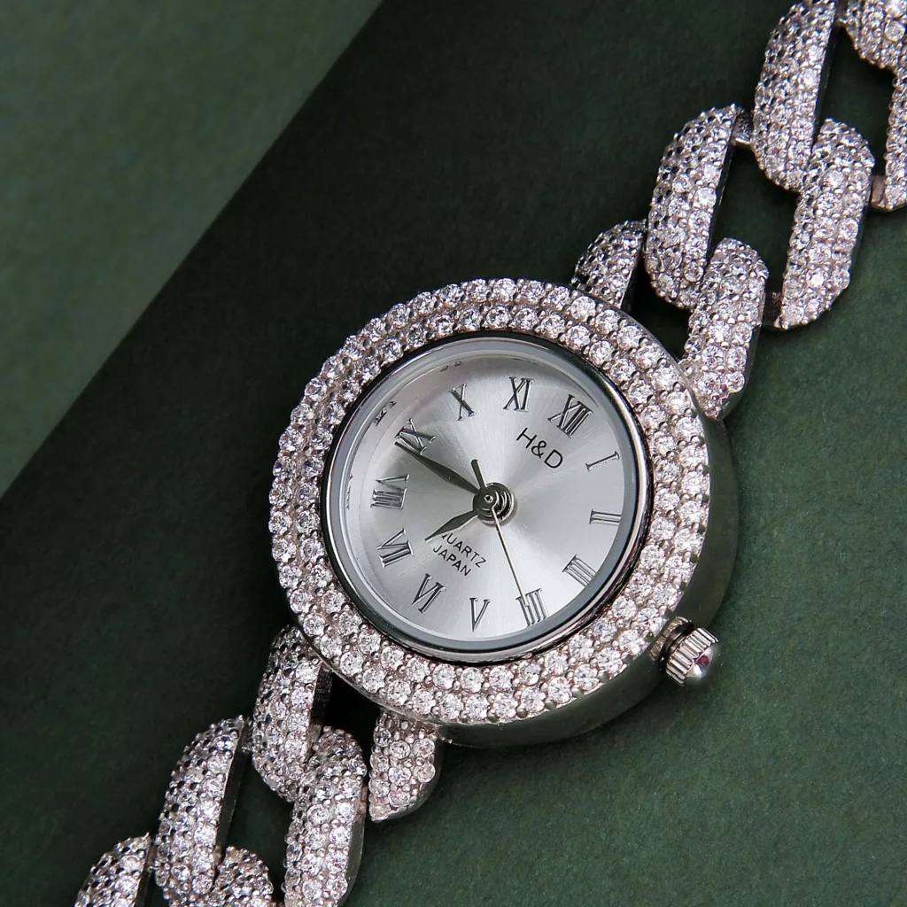 ساعت مچی عقربه ای زنانه مدل نگین جواهری کد WHW_263