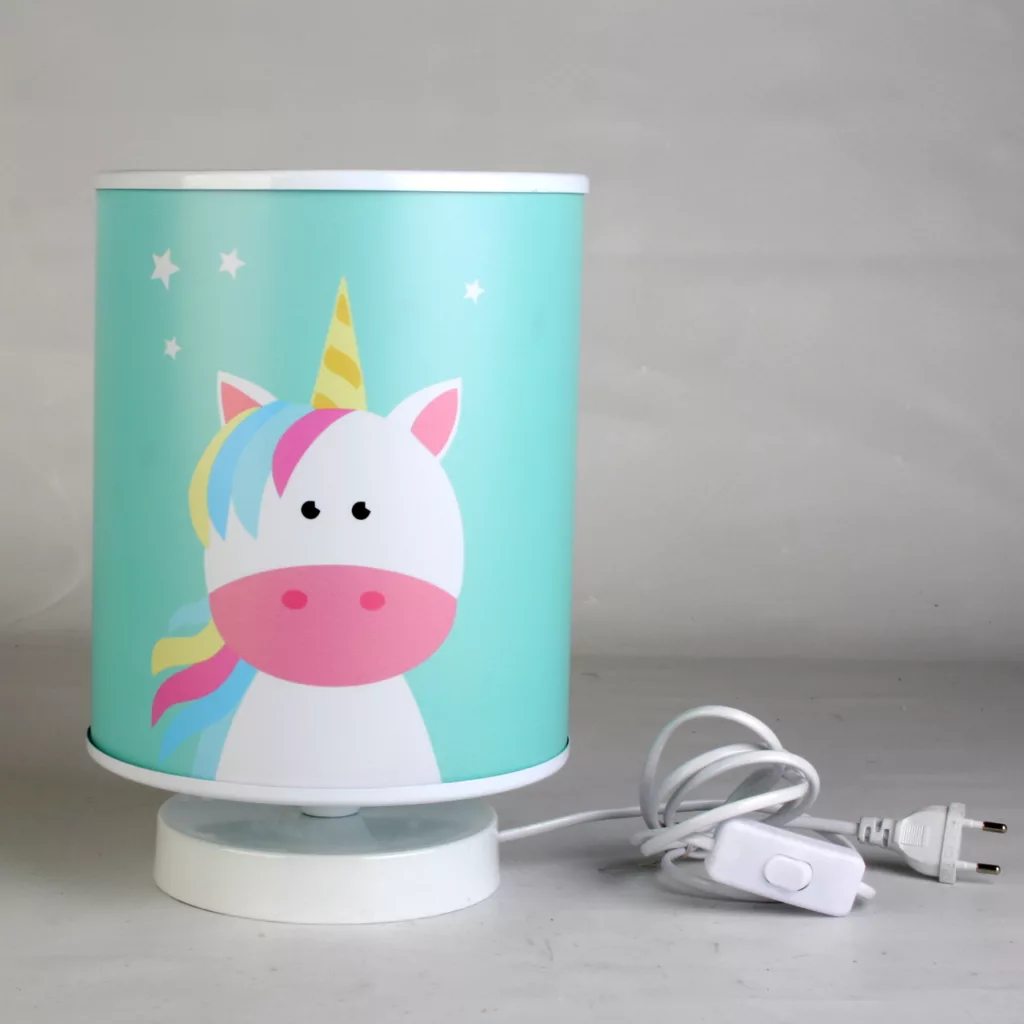 چراغ آویز کودک مدل تک شاخ به همراه چراغ رومیزی