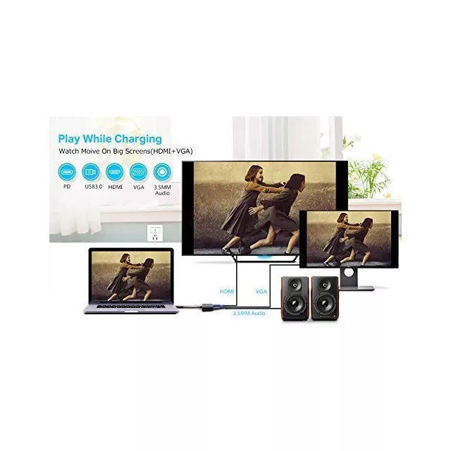 مبدل USB-C به HDMI/VGA/AUX/USB3.0 اونتن مدل OTN-9573S