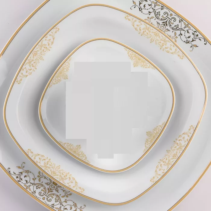 سرویس غذاخوری 27 پارچه چینی زرین ایران سری کواترو مدل مونت کارلو طلایی درجه عالی