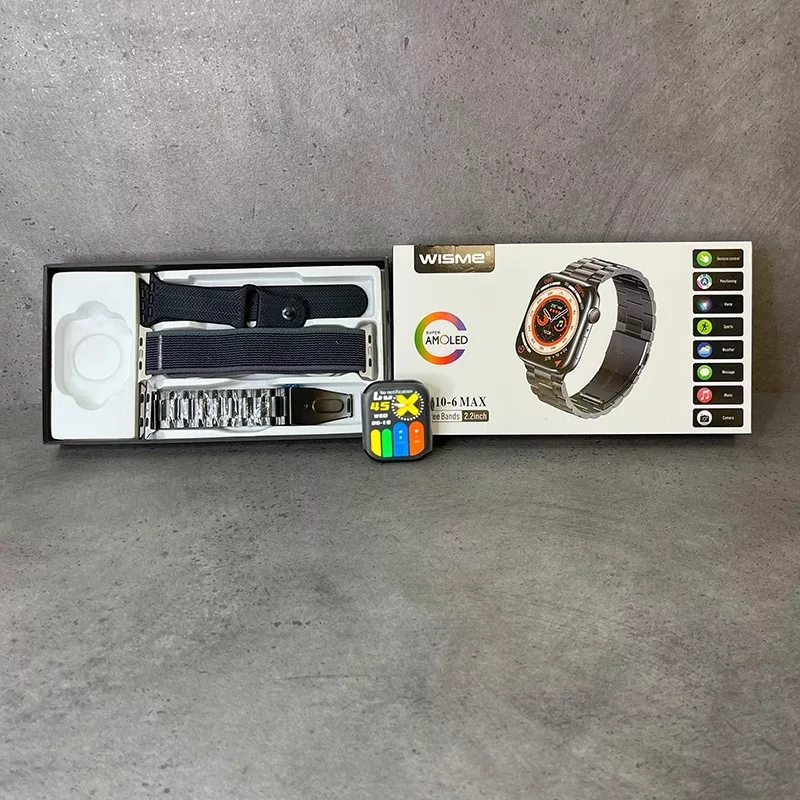 ساعت هوشمند 2.0 اینچی ویسمی مدل WS10-6MAX با بند فلزی