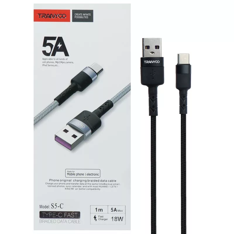 کابل تبدیل USB به USB-C ترانیو مدل S5-C طول 1 متر