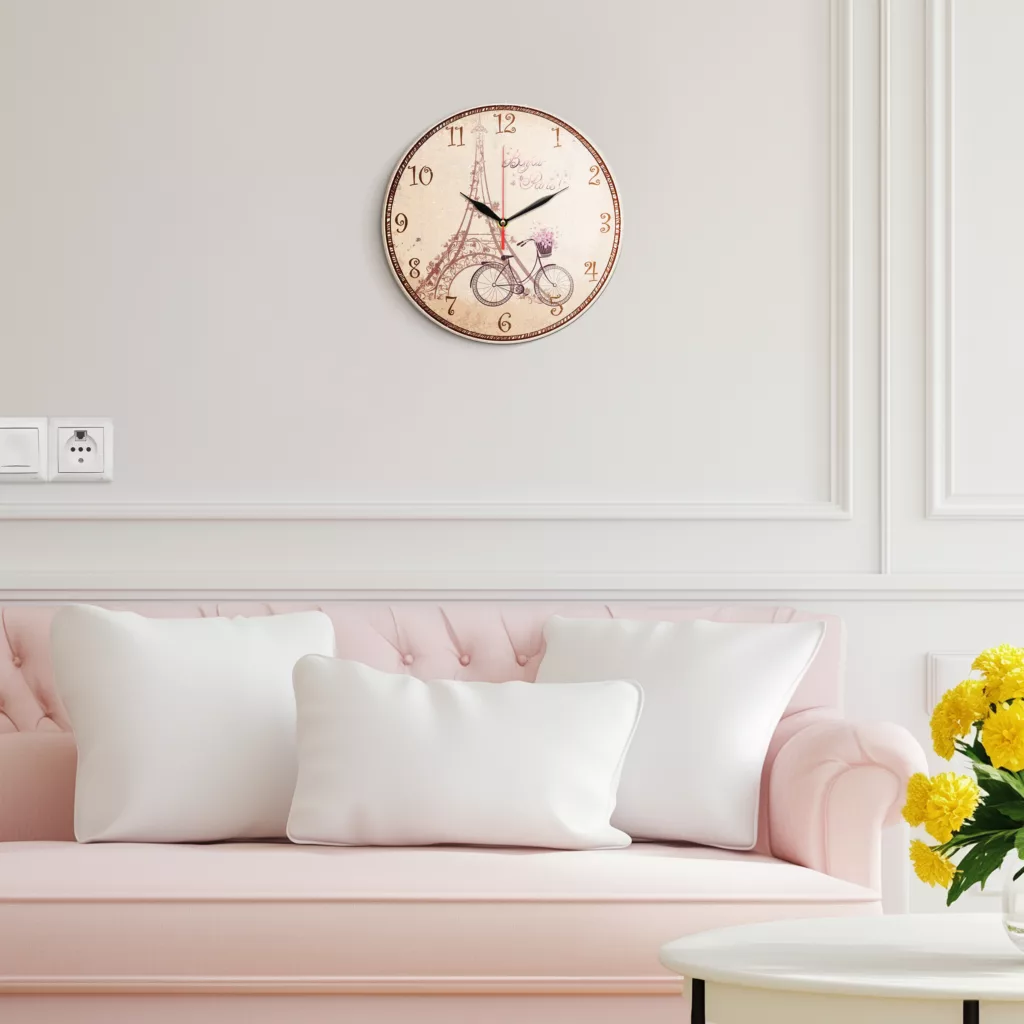ساعت دیواری طرح دوچرخه و برج ایفل پاریس کد 1337
