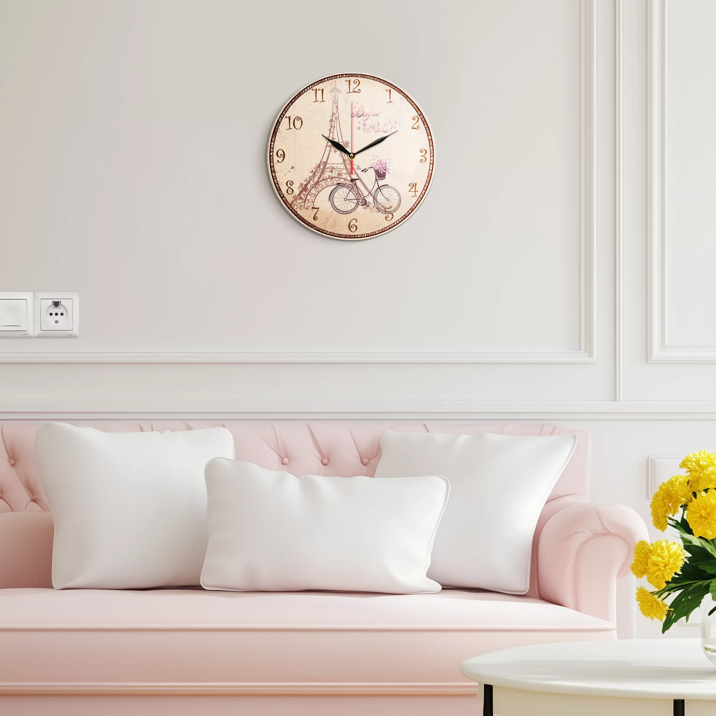 ساعت دیواری طرح دوچرخه و برج ایفل پاریس کد 1337