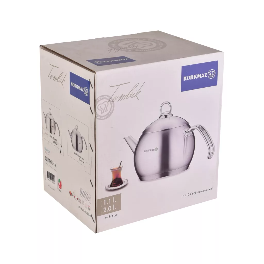 ست کتری قوری کرکماز مدل  Tombik Satin کد 03-104 گنجایش کتری 2 لیتر گنجایش قوری 1 لیتر