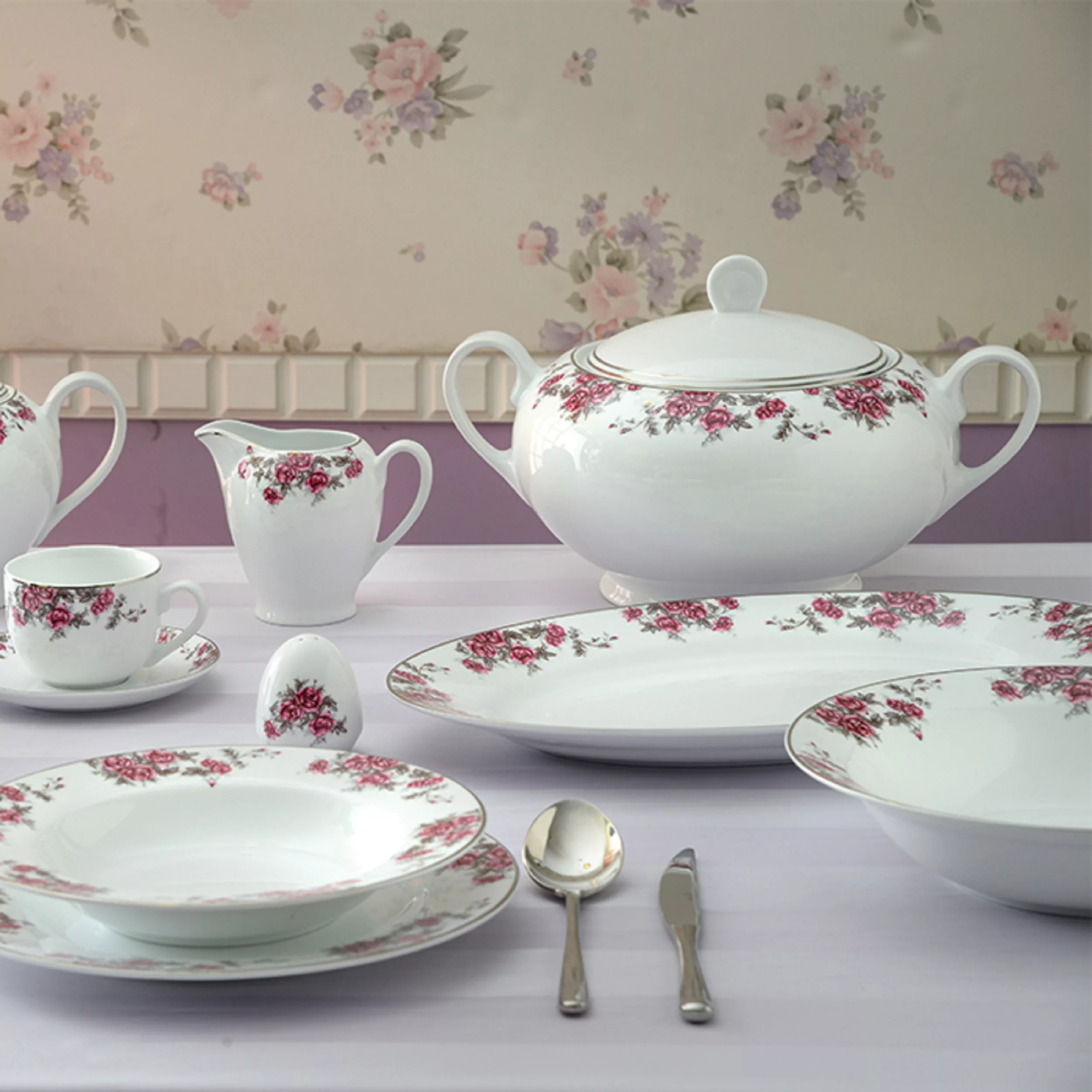 سرویس غذاخوری 102 پارچه 12 نفر چینی زرین ایران مدل Aran سری ایتالیا اف درجه عالی