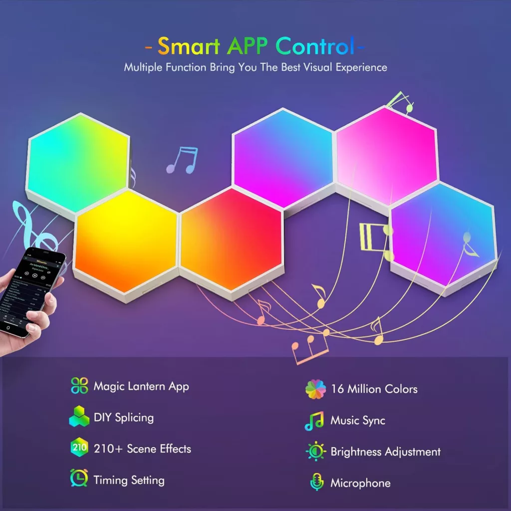 نور ثابت ال ای دی طرح گیمینگ شش ضلعی مدل 6pcs