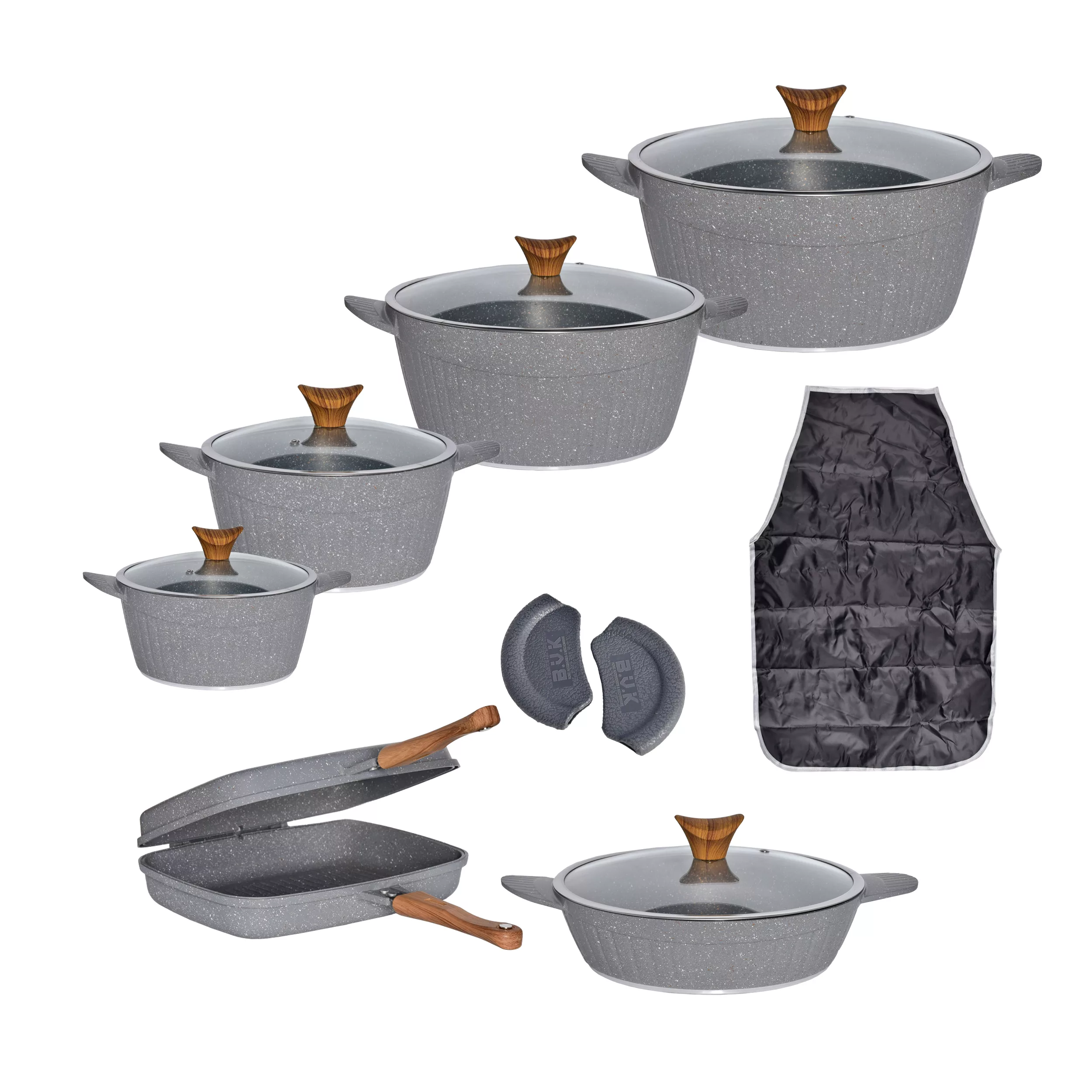 سرویس پخت و پز 15 پارچه بی.وی.کی مدل دورو گرانیت کد 713515