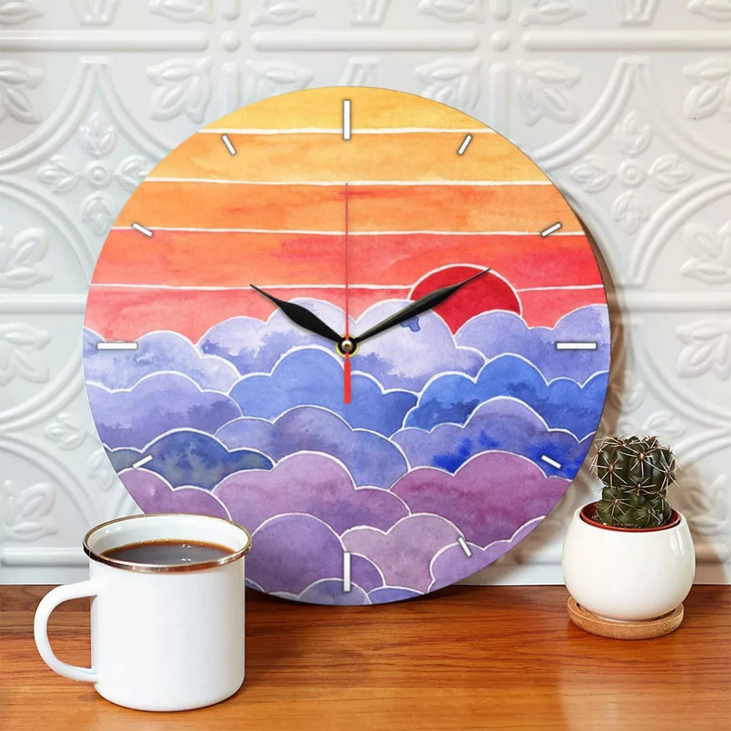 ساعت دیواری طرح ابر و غروب خورشید کد 1442
