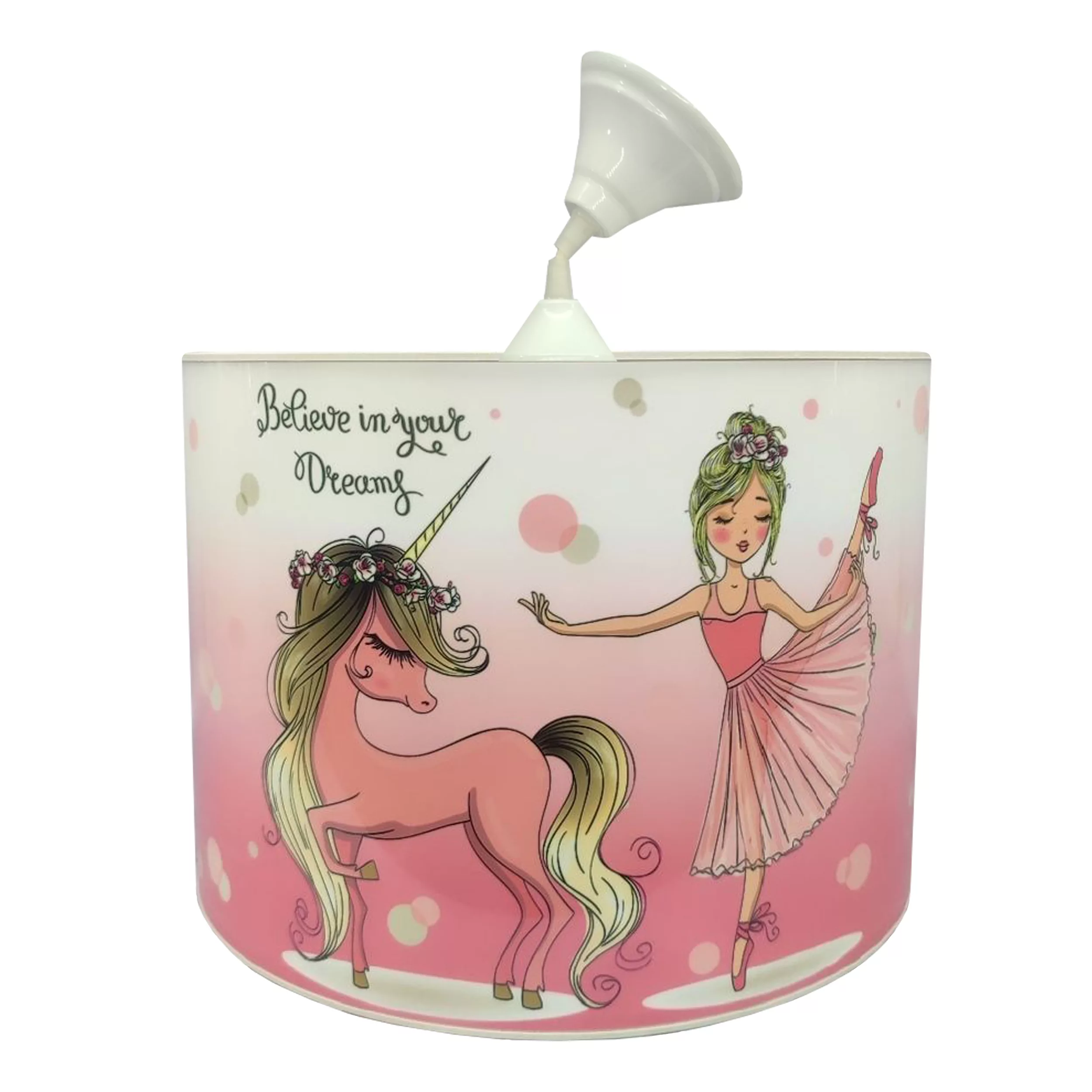 لوستر اتاق کودک مدل دختر بالرین و اسب تک شاخ صورتی