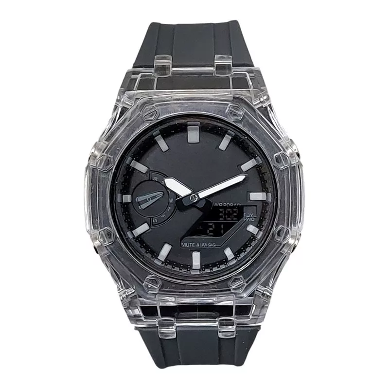 ساعت مچی عقربه‌ای کوارتز مدل دو زمانه کرنومتر دار موتور پمپی کد GA-2100GR.Y